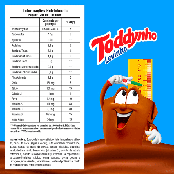 Toddynho - Praticidade e sabor para todas horas! Toddynho® Levinho deixa  tudo mais gostoso! Tem menos açúcares*, menos gordura* e ainda é sem  adoçantes! 🥰 *Comparado ao Toddynho® Tradicional sabor chocolate  #CrescendoComToddynho