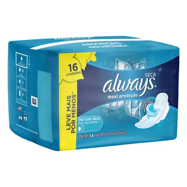 Absorvente Always Maxi Proteção Seca com Abas - 16und - Imagem 2