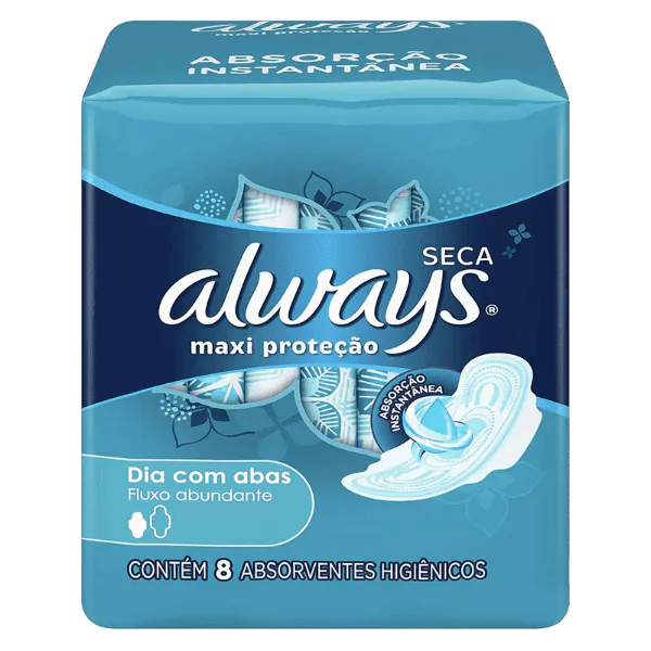 Absorvente Always Maxi Proteção Seca com Abas - 8und - Imagem 1