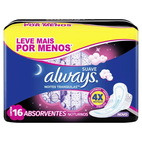 Absorvente Always Noturno Suave com Abas - 16und - Imagem 1