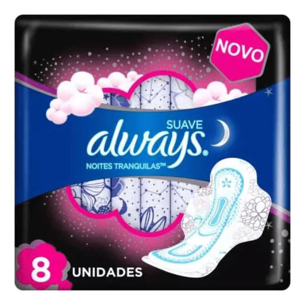 Absorvente Always Noturno Suave com Abas - 8und - Imagem 1
