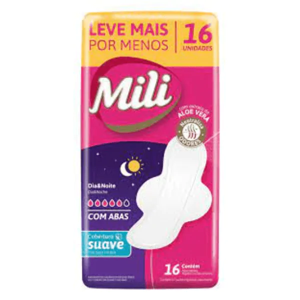 Absorvente Mili Dia&Noite Suave C/Abas - 16und