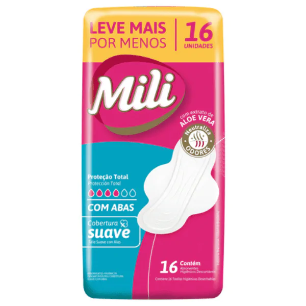 Absorvente Mili ProteçãoTotal Suave C/Abas - 16und