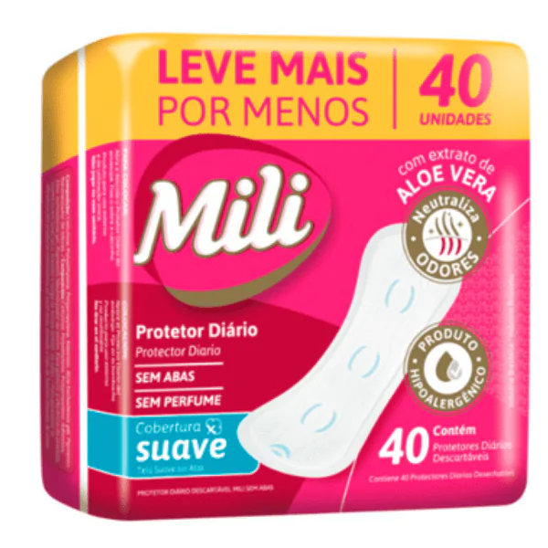 Absorvente Mili Protetor Diário Suave - 40und