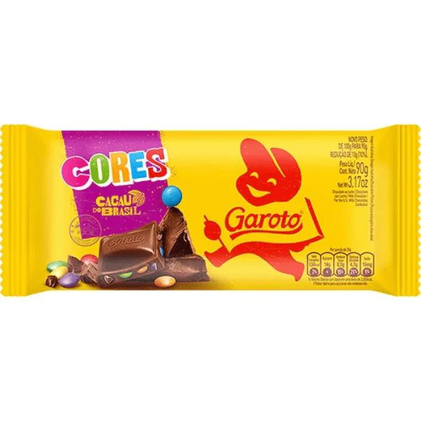 Barra de Chocolate Garoto Cores - 80gr - Imagem 1