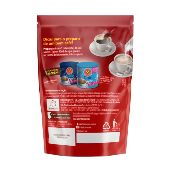 Café 3 Corações Solúvel Sachê - 50G - Imagem 2