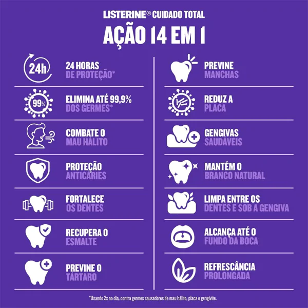 Enxaguante Bucal Listerine Cuidado Total 14 em 1 - 500ml - Imagem 4