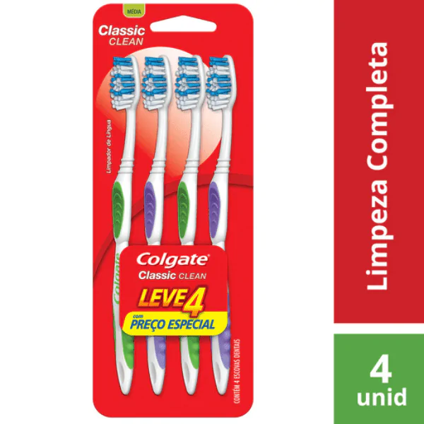 Escova de Dente Colgate Classic Clean - 4und - Imagem 1