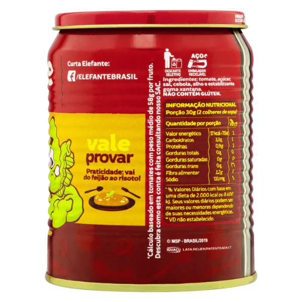 Extrato de Tomate Elefante Cebola/Alho Lt - 340gr - Imagem 2