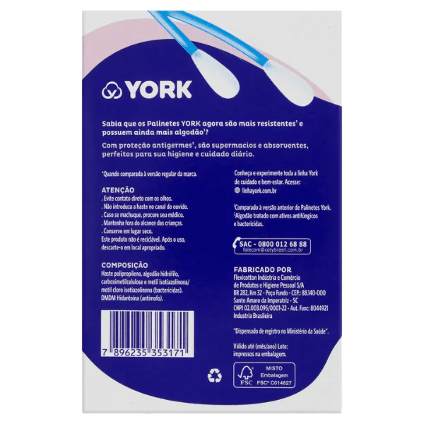Hastes Flexíveis York (cotonete) - 75und - Imagem 2