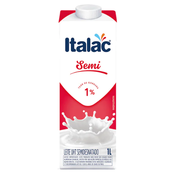 Leite UHT Semidesnatado Italac - 1L - Imagem 1