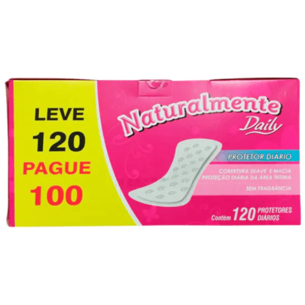Protetor Diário Naturalmente Daily - L120P100-1 Absorvente Naturalmente Protetor Diário Daily - 120und - Imagem 1