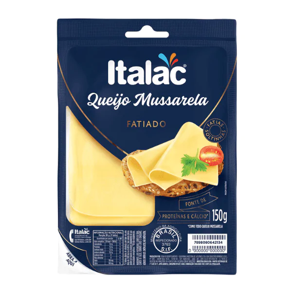 Queijo Mussarela Fatiado Italac - 150G (1) Queijo Fatiado Mussarela Italac - 150gr - Imagem 1