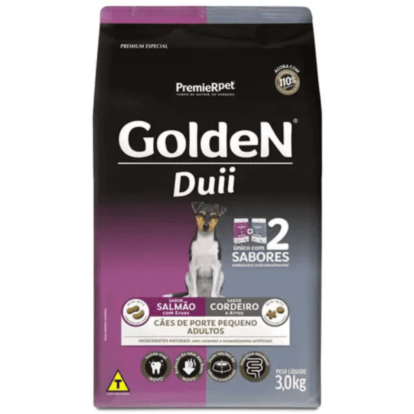 Ração Golden Cães Adultos Porte Pequeno Duii Salmão e Cordeiro - 3Kg