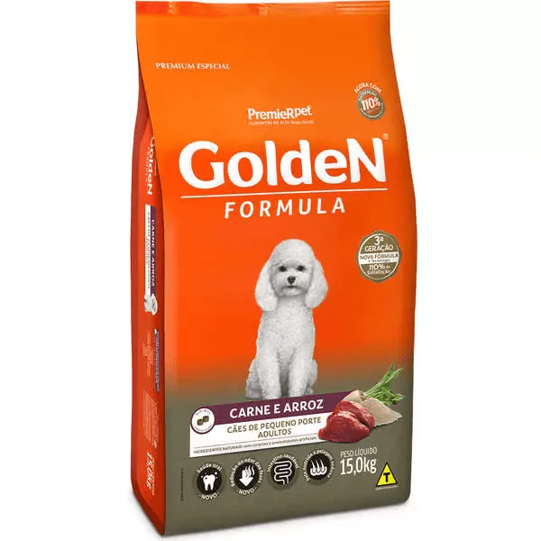 Ração Golden Formula Cães Adultos Porte Pequeno Carne e Arroz - 15Kg - Imagem 1