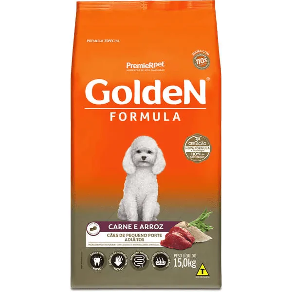 Ração Golden Formula Cães Adultos Porte Pequeno Carne e Arroz - 15Kg - Imagem 2