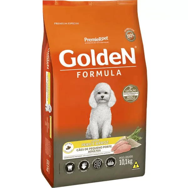 Ração Golden Formula Cães Adultos Porte Pequeno Peru e Arroz - 10,1Kg - Imagem 1