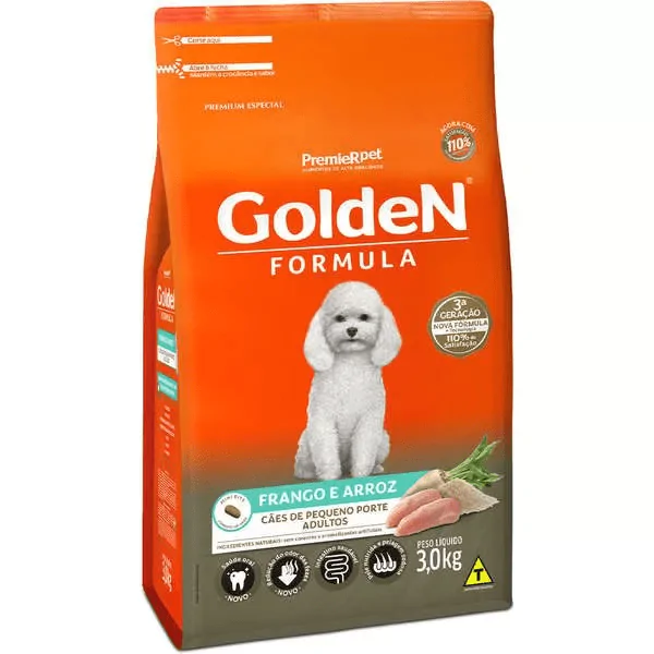 Ração Golden Formula Cães Adultos Porte Pequeno Frango e Arroz - 3Kg - Imagem 1