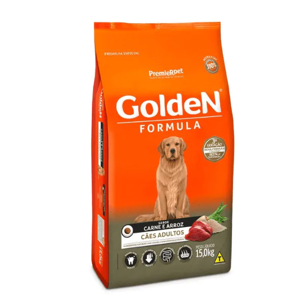 Ração Golden Formula Cães Adultos Carne e Arroz - 15 Kg - Imagem 1