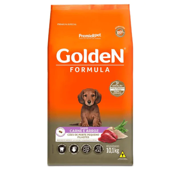 Ração Golden Formula Cães Filhotes Porte Pequeno Carne e Arroz - 10,1Kg - Imagem 2