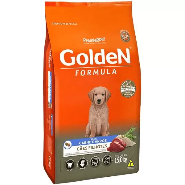 Ração Golden Formula Cães Filhotes Carne e Arroz - 15 Kg - Imagem 1