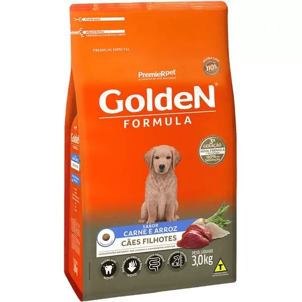 Ração Golden Formula Cães Filhotes Carne e Arroz - 3 Kg - Imagem 1