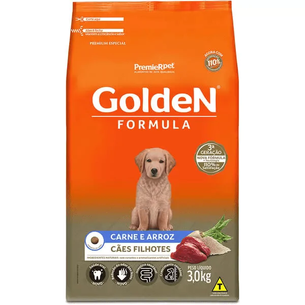 Ração Golden Formula Cães Filhotes Carne e Arroz - 3 Kg - Imagem 2