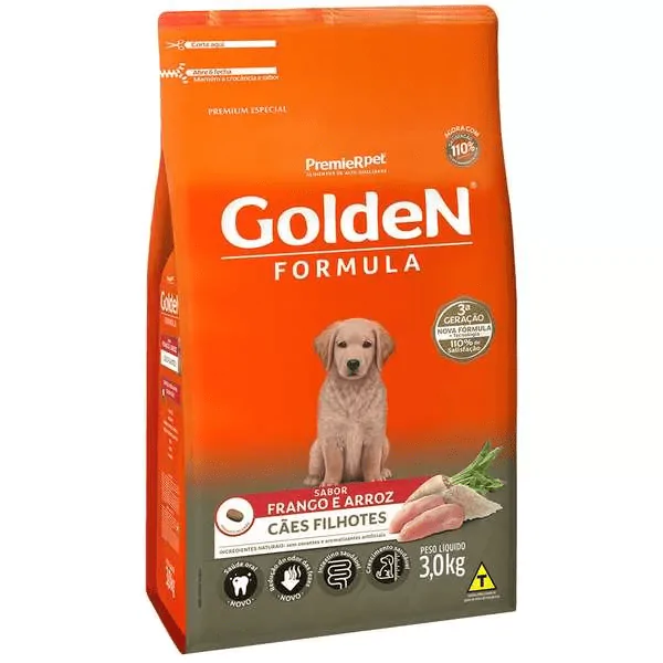 Ração Golden Formula Cães Filhotes Frango e Arroz - 3 Kg - Imagem 1