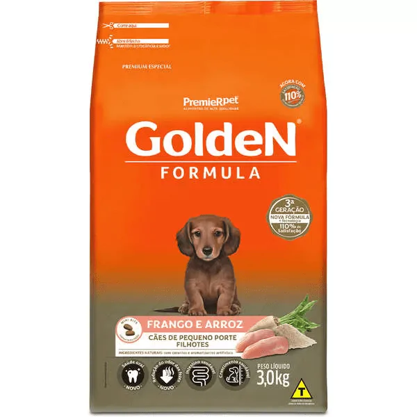 Ração Golden Formula Cães Filhotes Porte Pequeno Frango e Arroz - 3Kg - Imagem 2