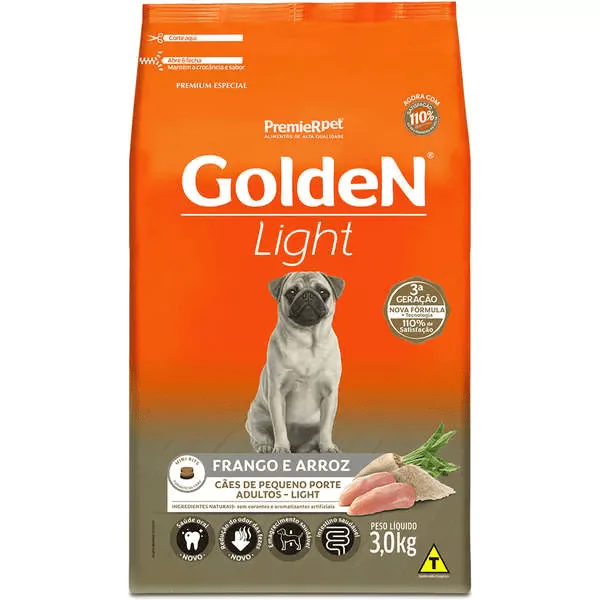 Ração Golden Formula Light Cães Adultos Porte Pequeno Frango e Arroz - 3Kg - Imagem 2