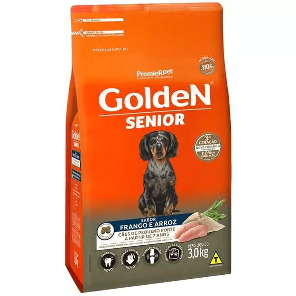 Ração Golden Formula Sênior Porte Pequeno Frango e Arroz - 3Kg - Imagem 1