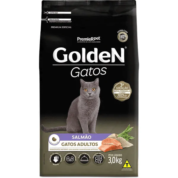 Ração Golden Gatos Adultos Salmão - 3Kg - Imagem 2
