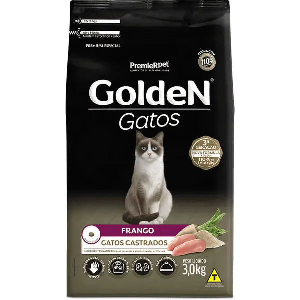 Ração Golden Gatos Castrados Frango - 3 Kg - Imagem 2