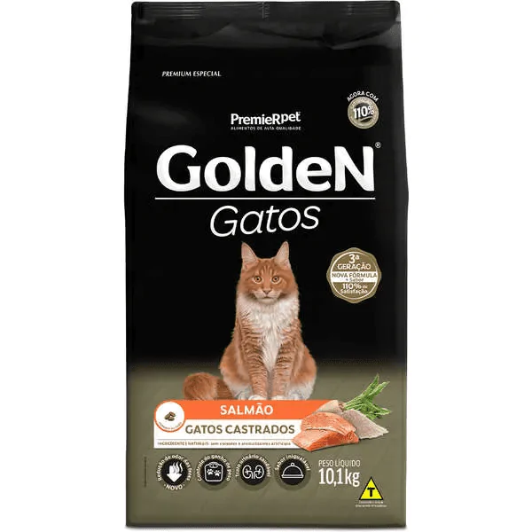 Ração Golden Gatos Castrados Salmão - 10,1 Kg - Imagem 2