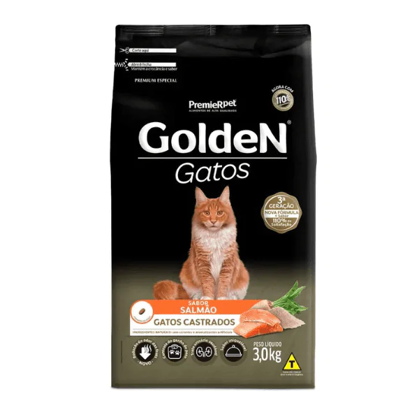 Ração Golden Gatos Castrados Salmão - 3 Kg - Imagem 2