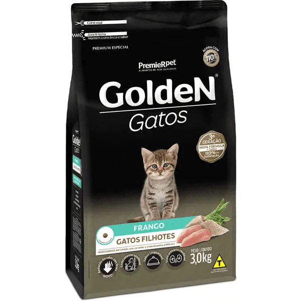 Ração Golden Gatos Filhotes Frango - 3 Kg - Imagem 1
