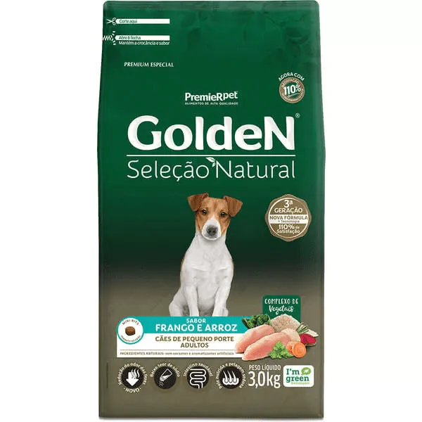 Ração Golden Seleção Natural Cães Adultos Porte Pequeno Frango e Arroz - 3Kg - Imagem 2