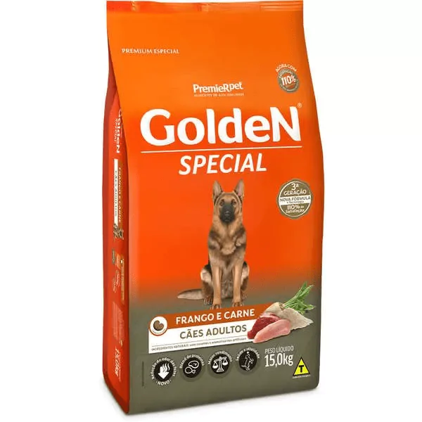 Ração Golden Special Cães Adultos Frango e Carne - 15 Kg - Imagem 1