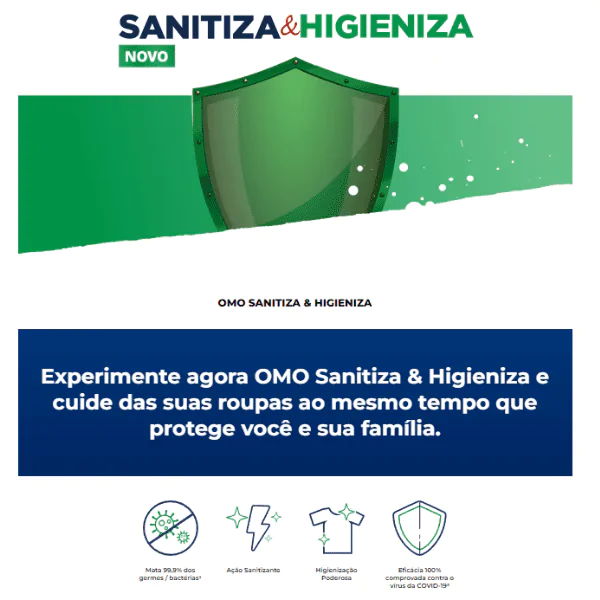 Sabão em Pó OMO Sanitiza & Higieniza - 800gr - Imagem 2