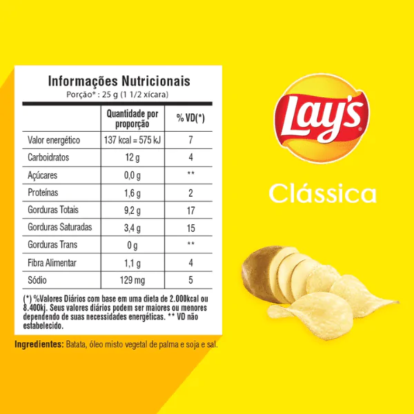 Salgadinho Lays Clássica - 70gr - Imagem 2