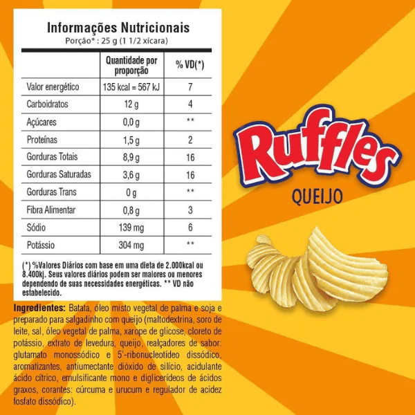 Salgadinho Ruffles Queijo - 76gr - Imagem 2