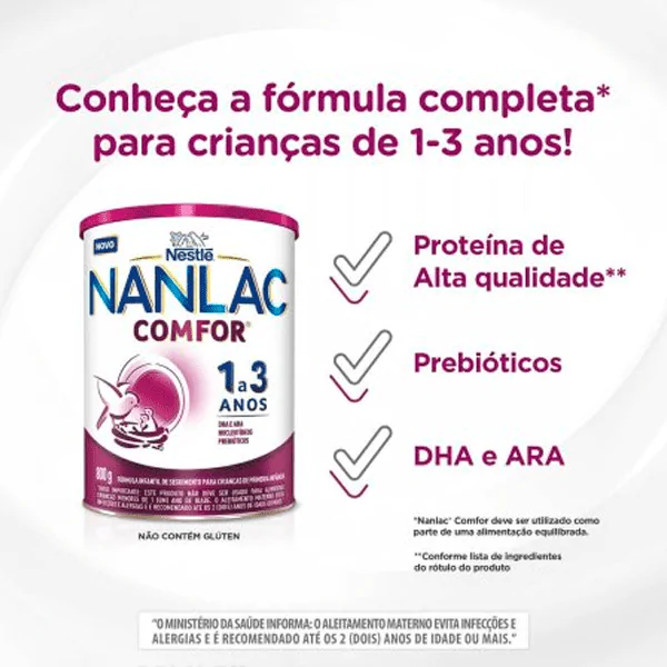 Fórmula Infantil Nanlac Comfor 1 a 3 - 800gr - Imagem 6
