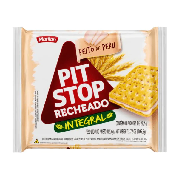 Biscoito Pit Stop Recheio Peito Peru - 105,6gr - Imagem 1