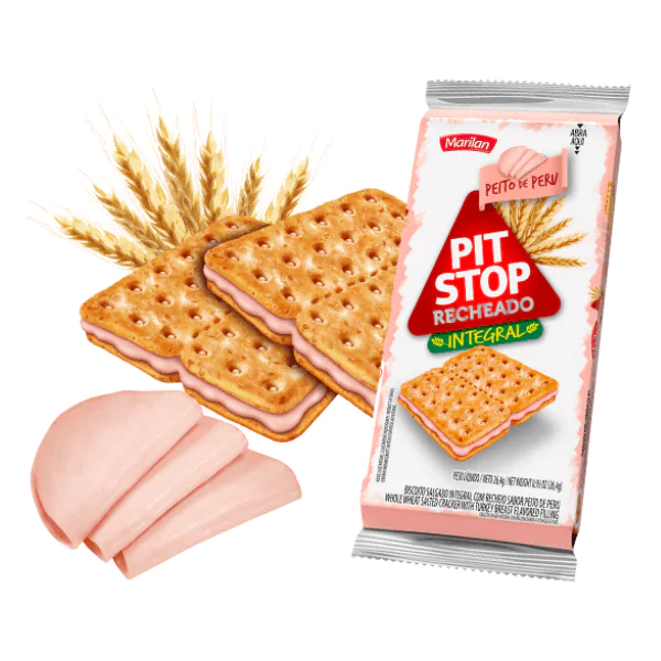Biscoito Pit Stop Recheio Peito Peru - 105,6gr - Imagem 2