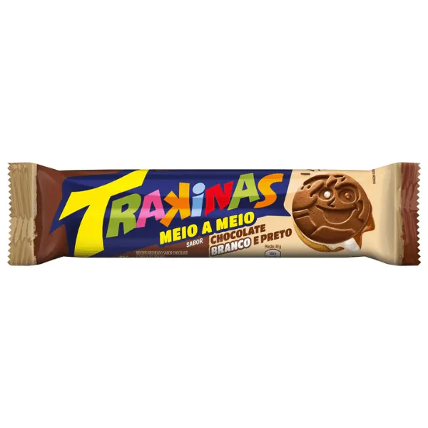 Biscoito Recheado Trakinas Branco/Preto - 126gr - Imagem 1
