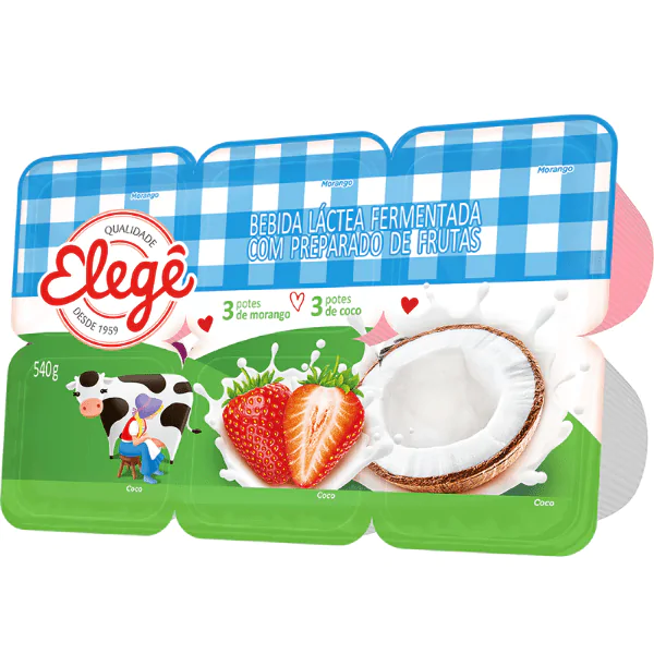 Bebida Láctea Elegê Morango/Coco - 540gr - Imagem 1