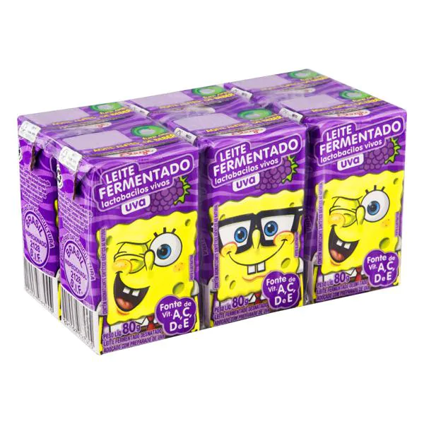 Leite Fermentado Elegê Bob Esponja Uva - 6und - Imagem 1
