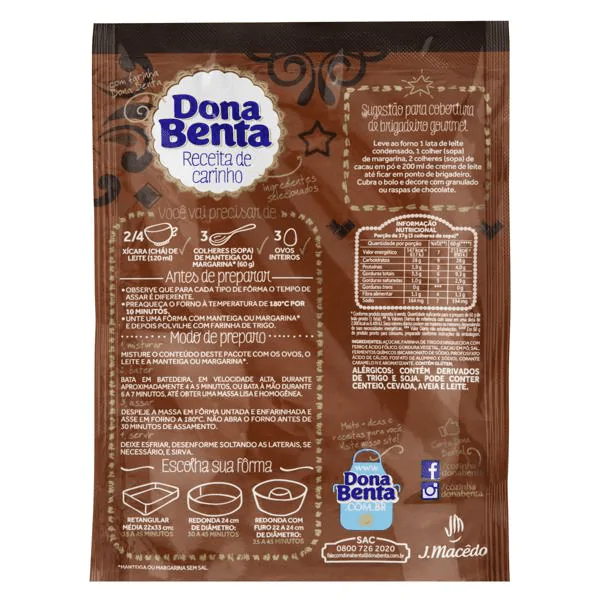 Mistura Bolo Brigadeiro Dona Benta - 400gr - Imagem 2