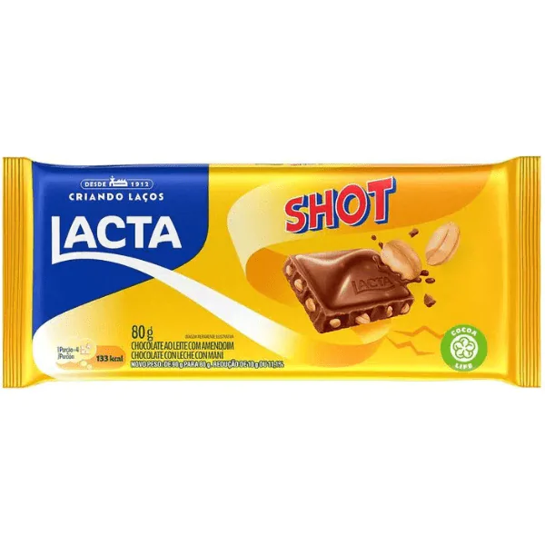 Barra de Chocolate Lacta Shot - 80gr - Imagem 1