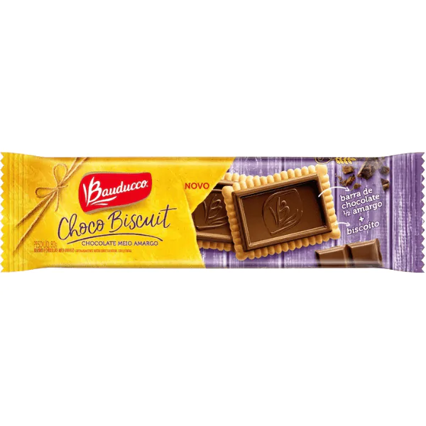 Biscoito Bauducco Chocobiscuit Meio Amargo - 80gr - Imagem 1